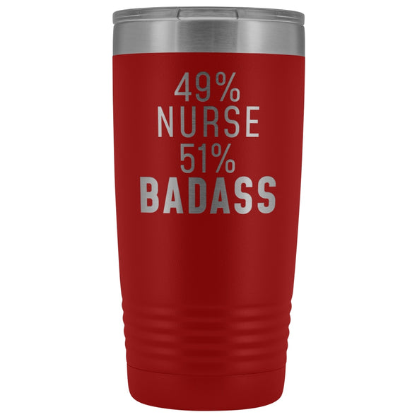 Funny Nurse Gift: 49% Nurse 51% Badass Insulated Tumbler 20oz $29.99 | Red Tumblers