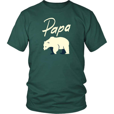 Papa Bear Shirt - Gift For Dad Fathers Day Gift Dad T-Shirt - District Unisex Shirt / Dark Green / S - Custom Made T-Shirt