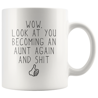 Pregnancy Announcement Aunt Again New Aunt Gift Aunt To Be Gifts Promoted To Aunt Mug $18.99 | 11oz Drinkware