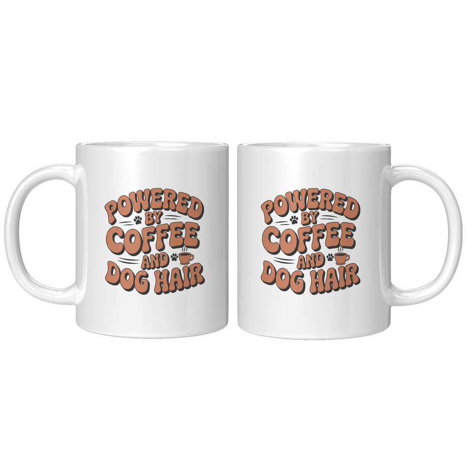 Dog Mom Coffee Mug, Powered by Coffee and Dog Hair, Dog Lover Gift