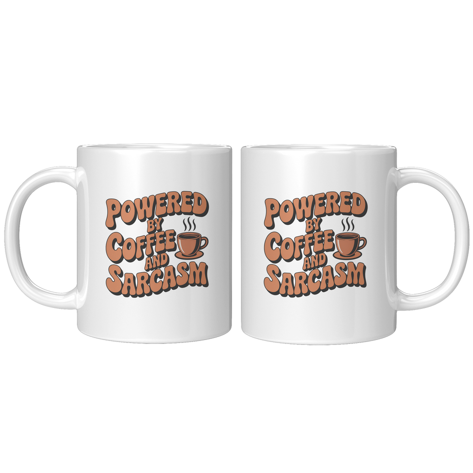 Funny Coffee Mug, Powered by Coffee and Sarcasm, Sarcastic Gift