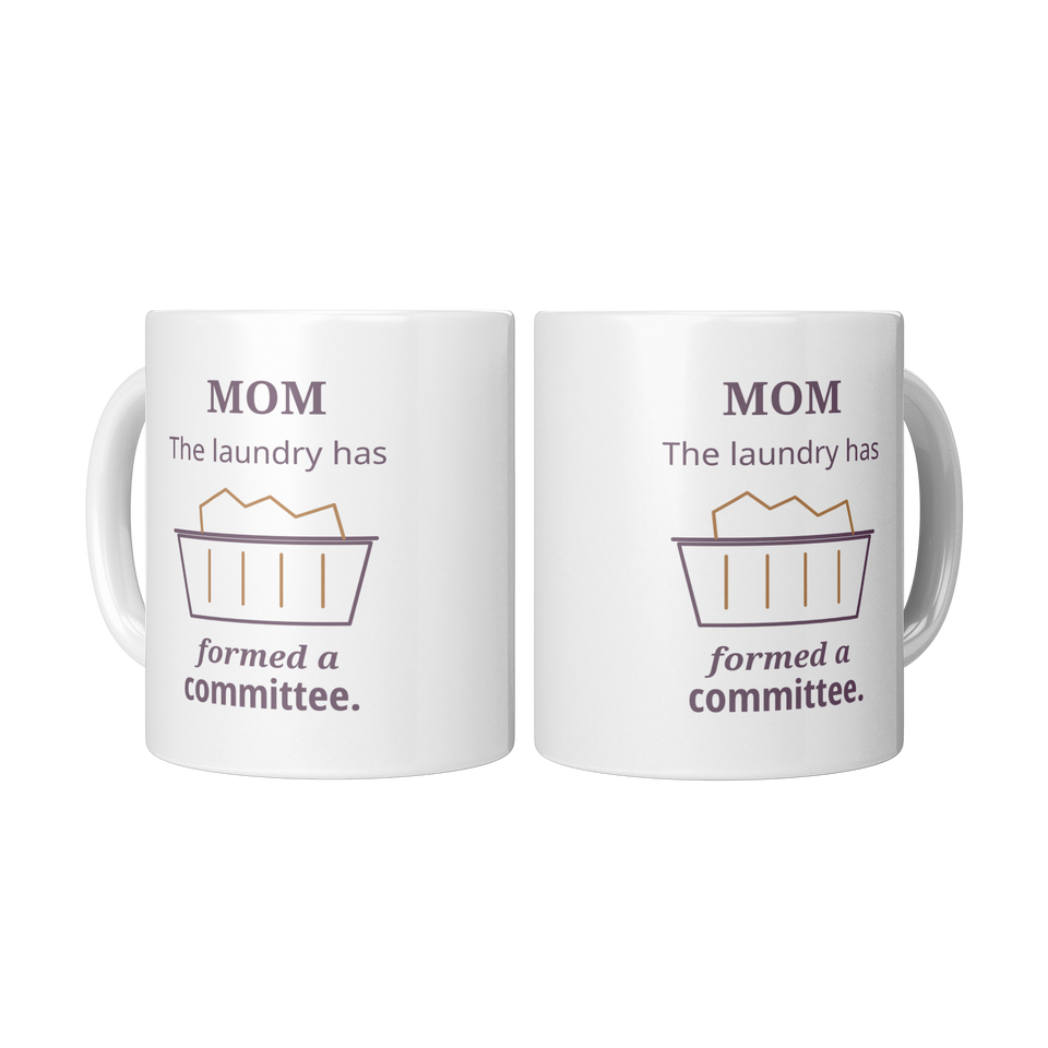 Laundry Committee Mom Mug - Funny Gift for Mom, White 11 oz