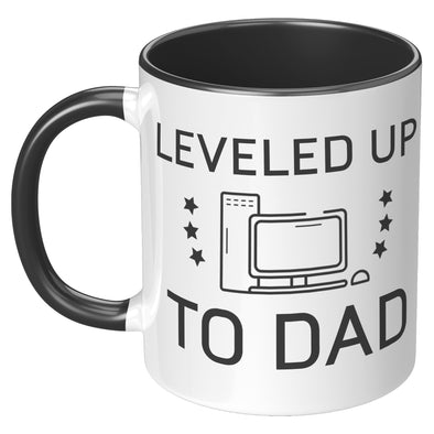 Leveled Up To Dad Coffee Mug | New Dad Pregnancy Announcement Reveal Gift