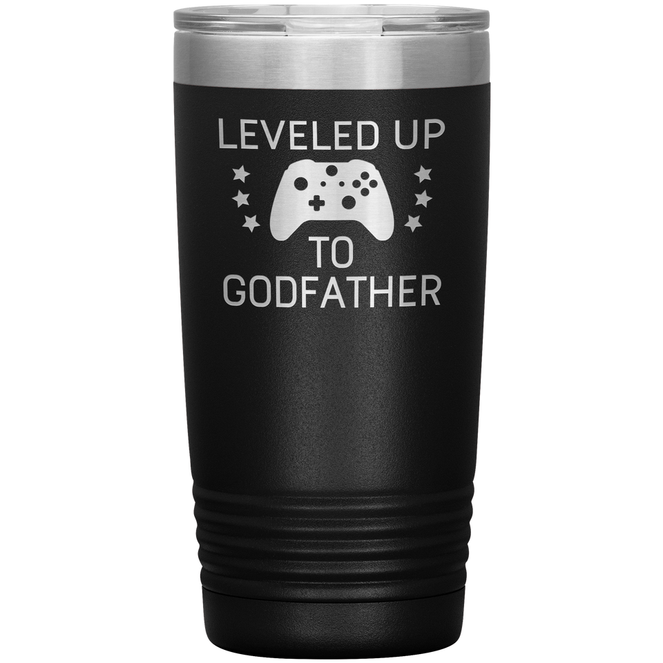 Leveled Up To Godfather 20oz Stainless-Steel Insulated Tumbler