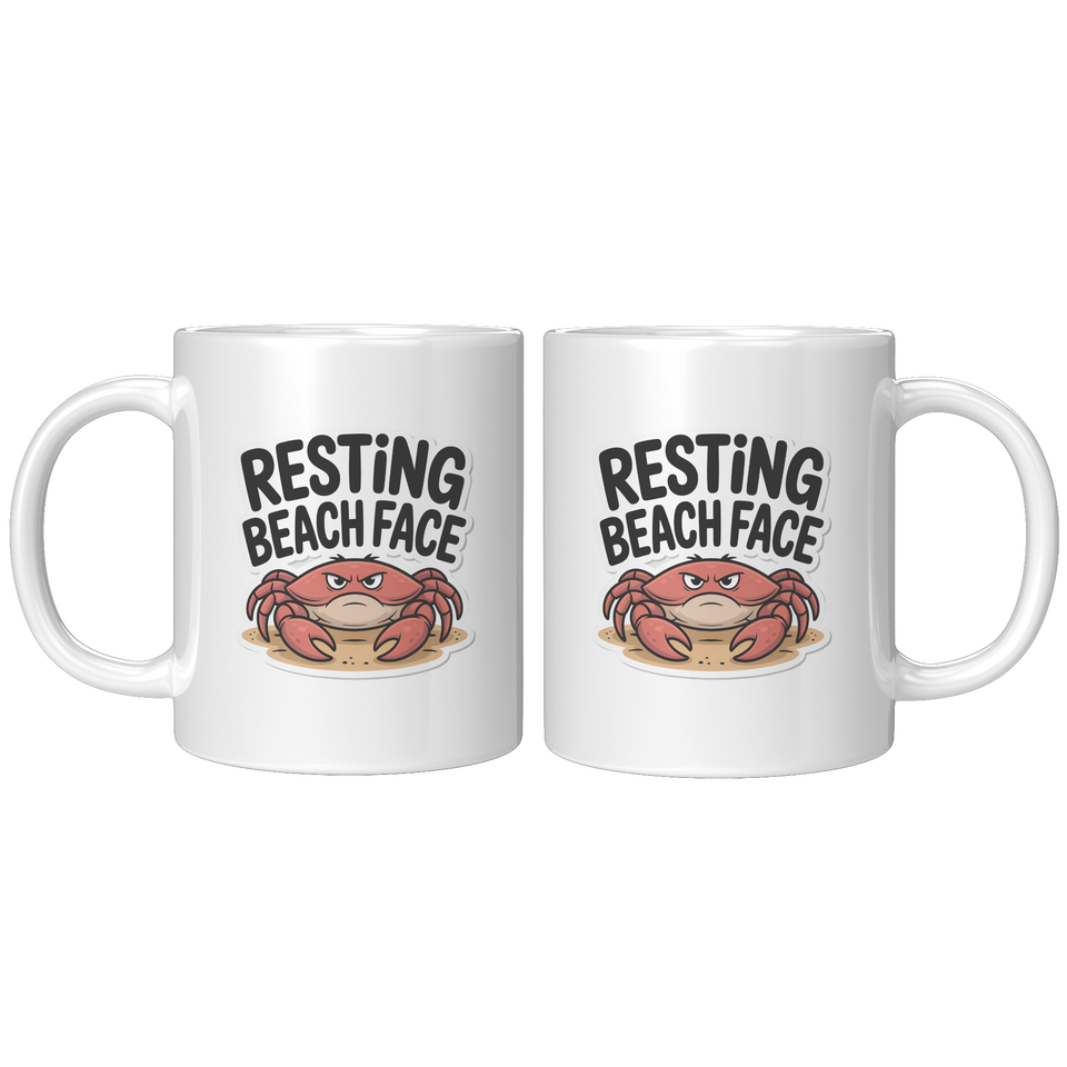 Resting Beach Face Coffee Mug, Funny Novelty Gift