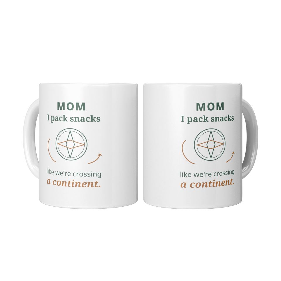 Snack Expedition Mom Mug - Funny Gift for Mom, White 11 oz