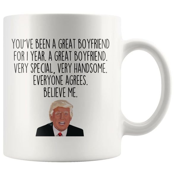 1 Year Dating Anniversary Boyfriend Gifts for Men Funny Trump 1st Anniversary Gift for Him Coffee Mug Tea Cup $14.99 | White Drinkware