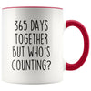 1st Anniversary Gifts One Year 365 Days Together But Who’s Counting? Funny Gift for Him Gift for Her $14.99 | Red Drinkware