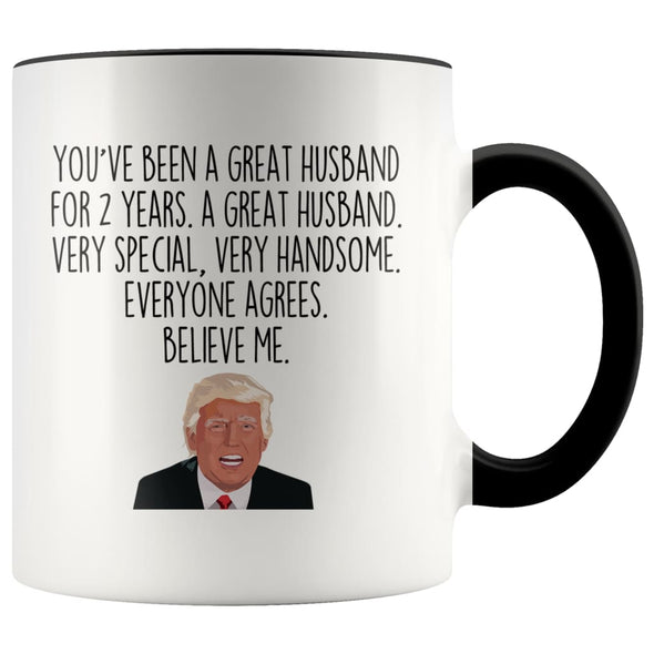 2 Year Anniversary Husband Gifts for Men Funny Trump Second Anniversary Gift for Him Coffee Mug Tea Cup $14.99 | Black Drinkware