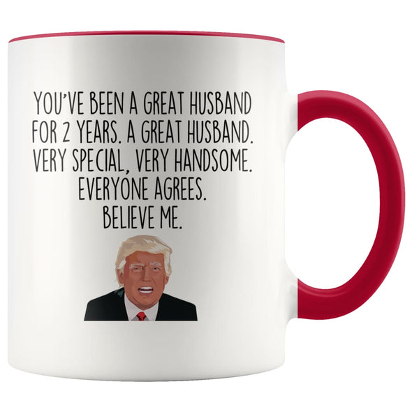 2 Year Anniversary Husband Gifts for Men Funny Trump Second Anniversary Gift for Him Coffee Mug Tea Cup $14.99 | Red Drinkware