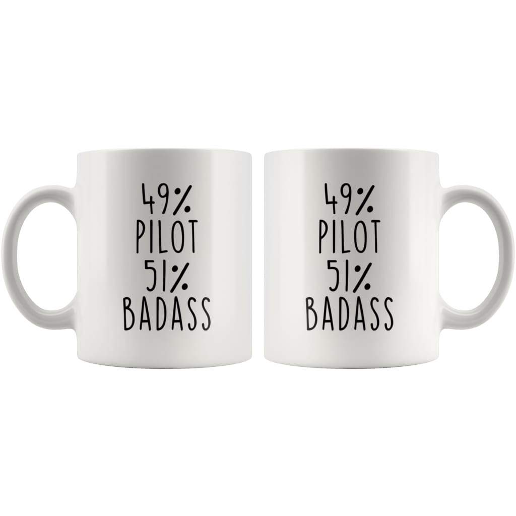 49% Pilot 51% Badass Coffee Mug | Gift for Pilot | Pilot Gifts $14.99 | Drinkware