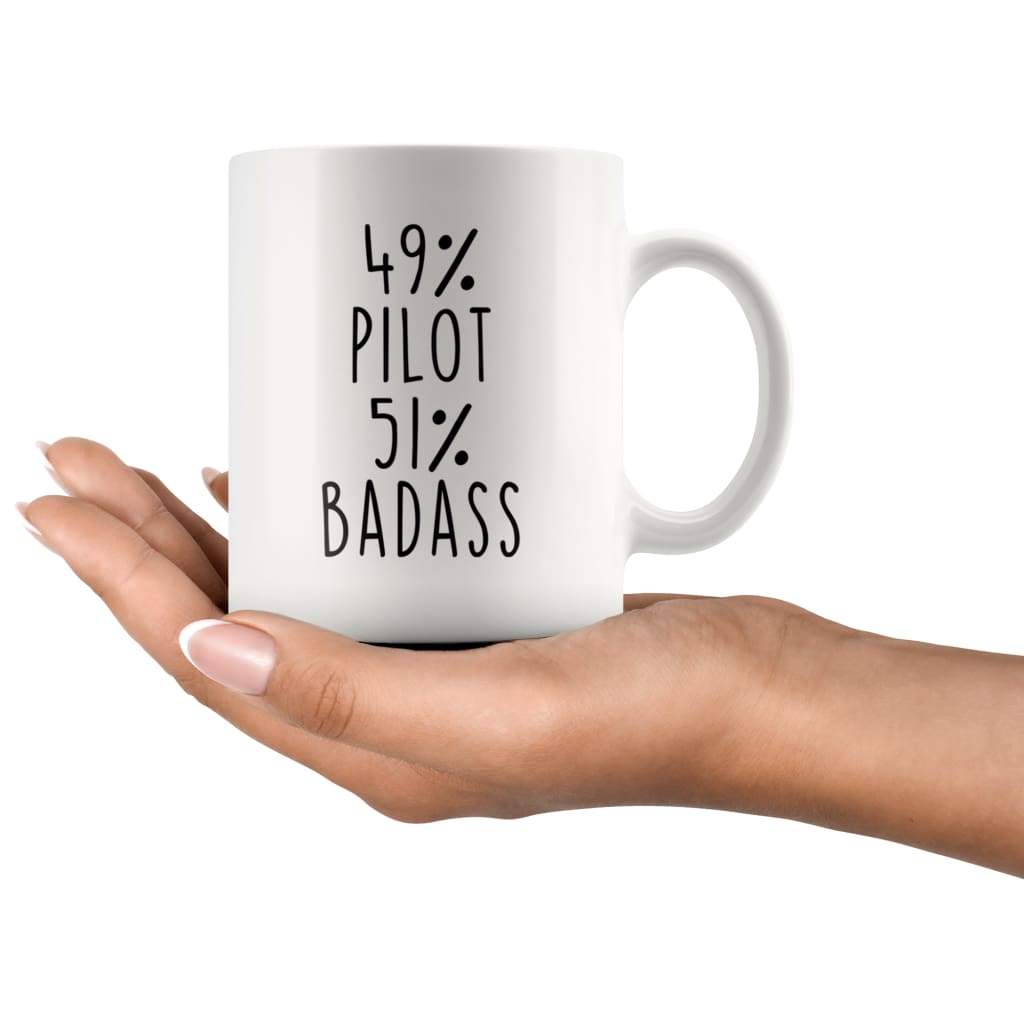 49% Pilot 51% Badass Coffee Mug | Gift for Pilot | Pilot Gifts $14.99 | Drinkware