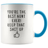 Aunt Birthday: Best Aunt Ever! Mug | Funny Personalized Aunt Gift Idea $19.99 | Blue Drinkware
