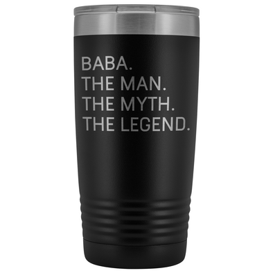 Baba Gifts Baba The Man The Myth The Legend Stainless Steel Vacuum Travel Mug Insulated Tumbler 20oz $31.99 | Black Tumblers