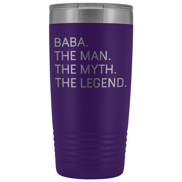Baba Gifts Baba The Man The Myth The Legend Stainless Steel Vacuum Travel Mug Insulated Tumbler 20oz $31.99 | Purple Tumblers