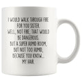 BackyardPeaks Sister Gifts Funny I Would Walk Through Fire For You Sister Christmas Birthday Sister Gift for Women To Sister Coffee Mug Tea