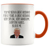Best 12 Year Anniversary Gifts for Him | Funny Husband Donald Trump Coffee Mug 11oz $14.99 | Orange Drinkware