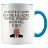 Best 14 Year Anniversary Gifts for Him | Funny Husband Donald Trump Coffee Mug 11oz $14.99 | Blue Drinkware