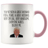 Best 6 Year Anniversary Gifts for Him | Funny Husband Donald Trump Coffee Mug 11oz $14.99 | Pink Drinkware