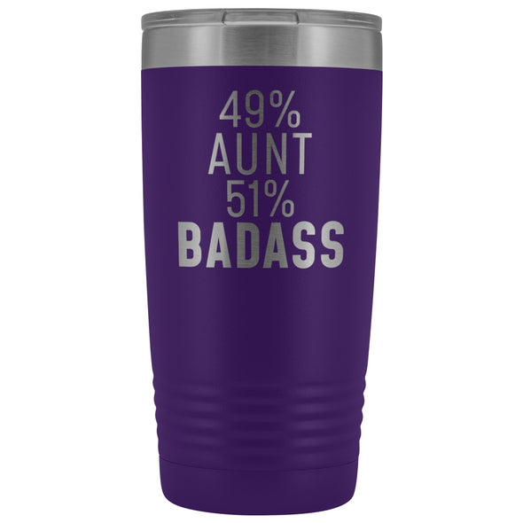 Best Aunt Gift: 49% Aunt 51% Badass Insulated Tumbler 20oz $29.99 | Purple Tumblers