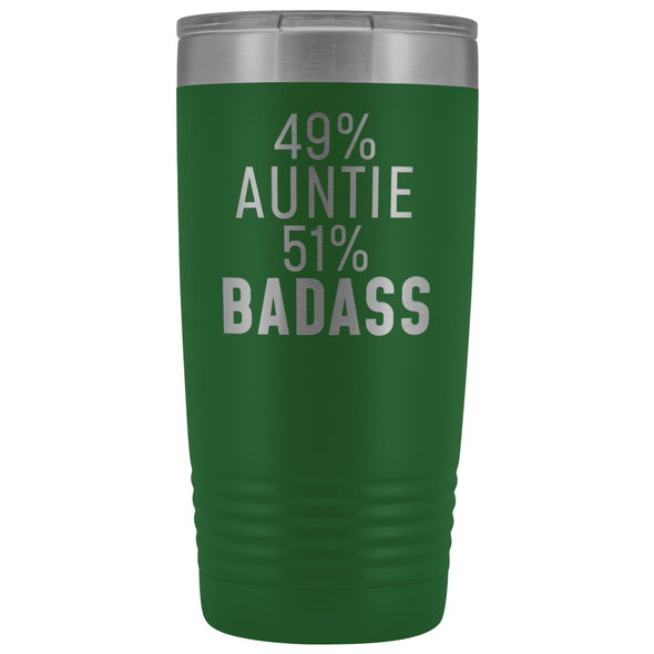 Best Auntie Gift: 49% Auntie 51% Badass Insulated Tumbler 20oz $29.99 | Green Tumblers