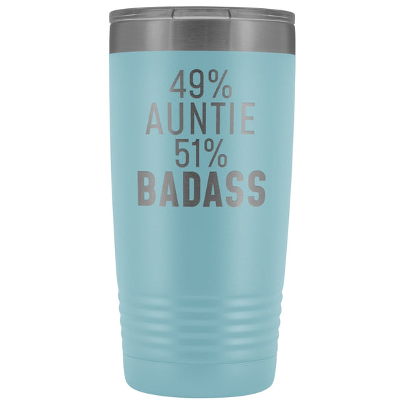 Best Auntie Gift: 49% Auntie 51% Badass Insulated Tumbler 20oz $29.99 | Light Blue Tumblers