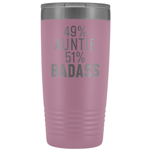 Best Auntie Gift: 49% Auntie 51% Badass Insulated Tumbler 20oz $29.99 | Light Purple Tumblers
