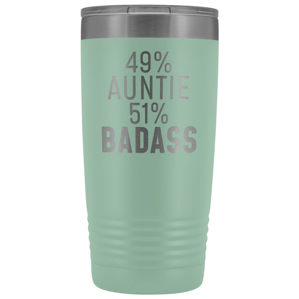 Best Auntie Gift: 49% Auntie 51% Badass Insulated Tumbler 20oz $29.99 | Teal Tumblers