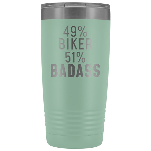 Best Biking Gift: 49% Biker 51% Badass Insulated Tumbler 20oz $29.99 | Teal Tumblers