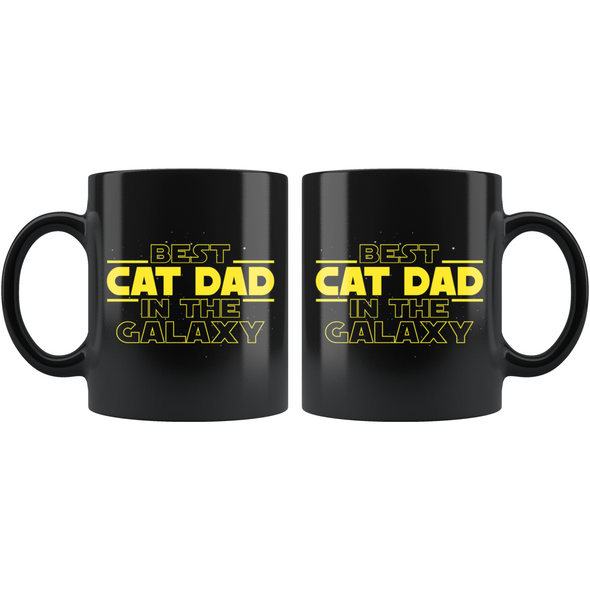 Best Cat Dad In The Galaxy Coffee Mug Black 11oz Gifts for Cat Dad $19.99 | Drinkware