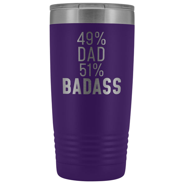 Best Dad Gift: 49% Dad 51% Badass Insulated Tumbler 20oz $29.99 | Purple Tumblers