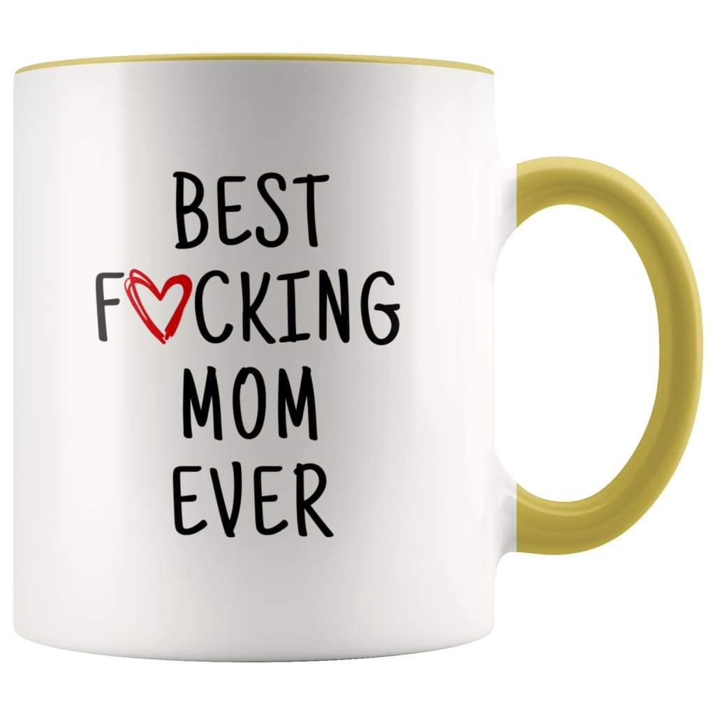 Best F cking Mom Ever Heart Mug Mom Gifts Mother’s Day Baby Shower Coffee Mug Tea Cup 11 ounce $14.99 | Yellow Drinkware