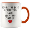 Best Gift for Girlfriend: Best Girlfriend Ever! Mug | Funny Girlfriend Gift Idea $19.99 | Orange Drinkware