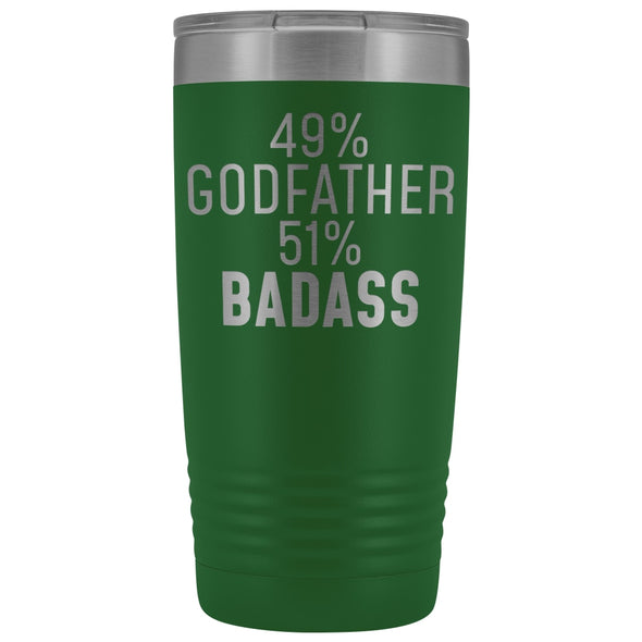 Best Godfather Gift: 49% Godfather 51% Badass Insulated Tumbler 20oz $29.99 | Green Tumblers