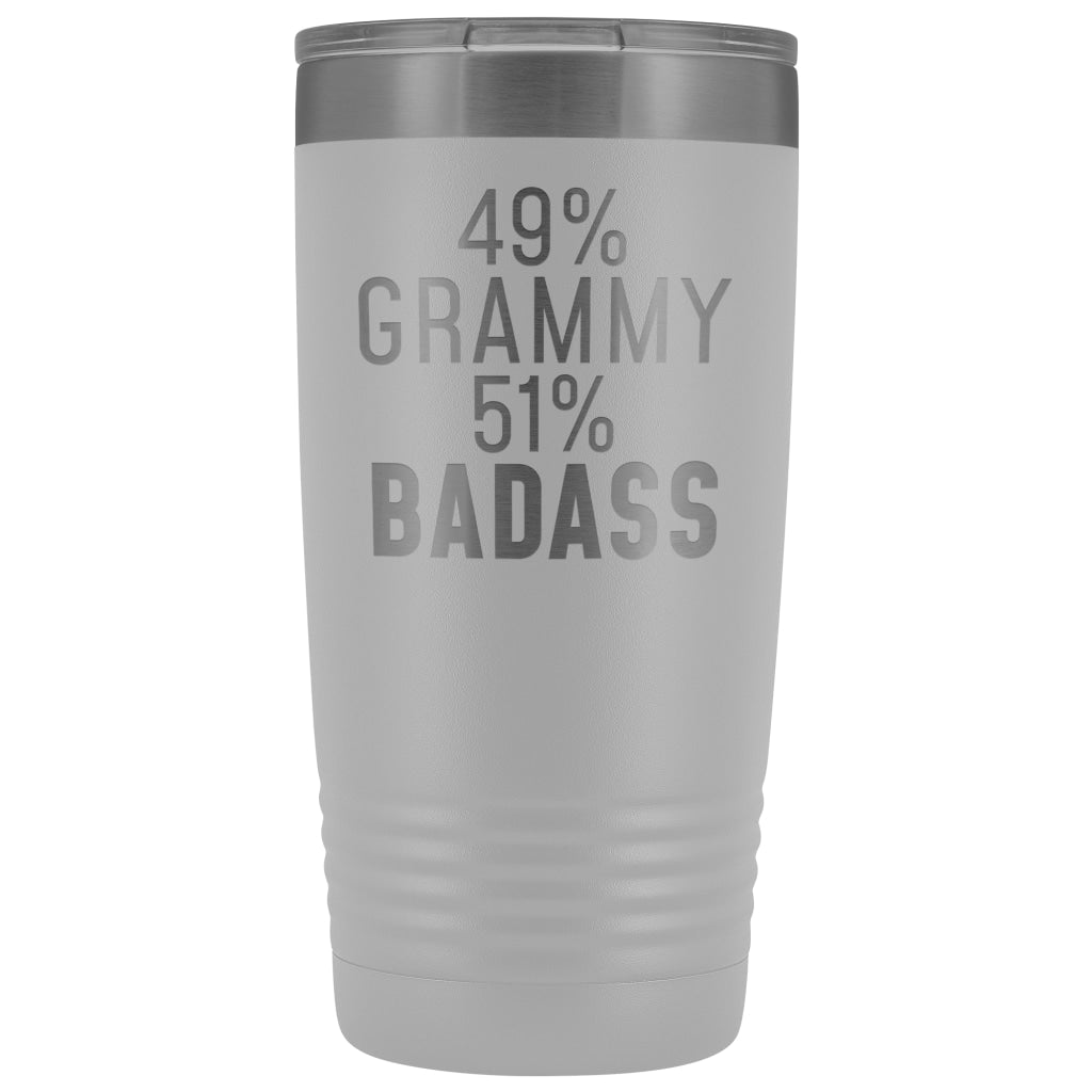 Best Grammy Gift: 49% Grammy 51% Badass Insulated Tumbler 20oz $29.99 | White Tumblers