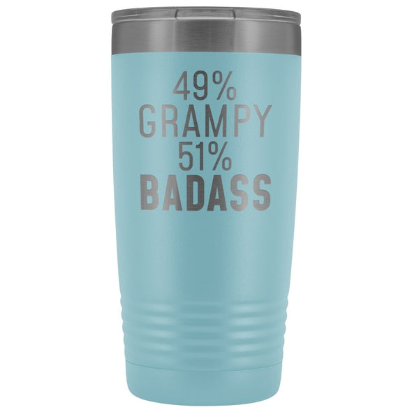 Best Grampy Gift: 49% Grampy 51% Badass Insulated Tumbler 20oz $29.99 | Light Blue Tumblers