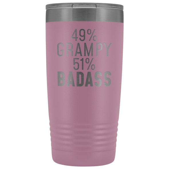 Best Grampy Gift: 49% Grampy 51% Badass Insulated Tumbler 20oz $29.99 | Light Purple Tumblers