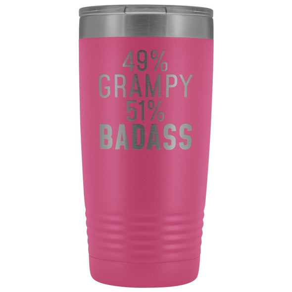 Best Grampy Gift: 49% Grampy 51% Badass Insulated Tumbler 20oz $29.99 | Pink Tumblers
