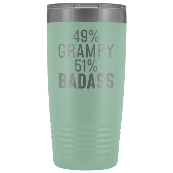 Best Grampy Gift: 49% Grampy 51% Badass Insulated Tumbler 20oz $29.99 | Teal Tumblers