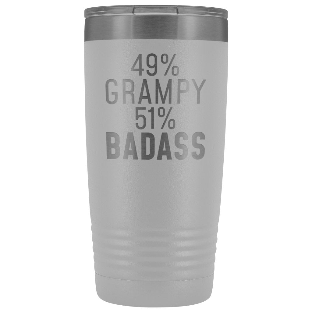 Best Grampy Gift: 49% Grampy 51% Badass Insulated Tumbler 20oz $29.99 | White Tumblers