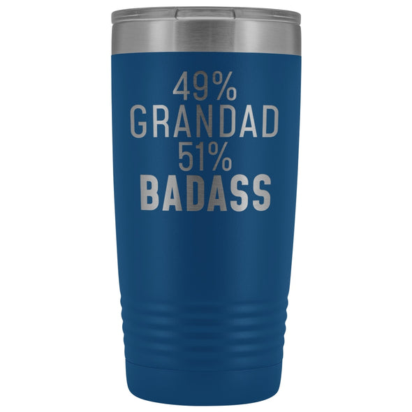 Best Grandad Gift: 49% Grandad 51% Badass Insulated Tumbler 20oz $29.99 | Blue Tumblers