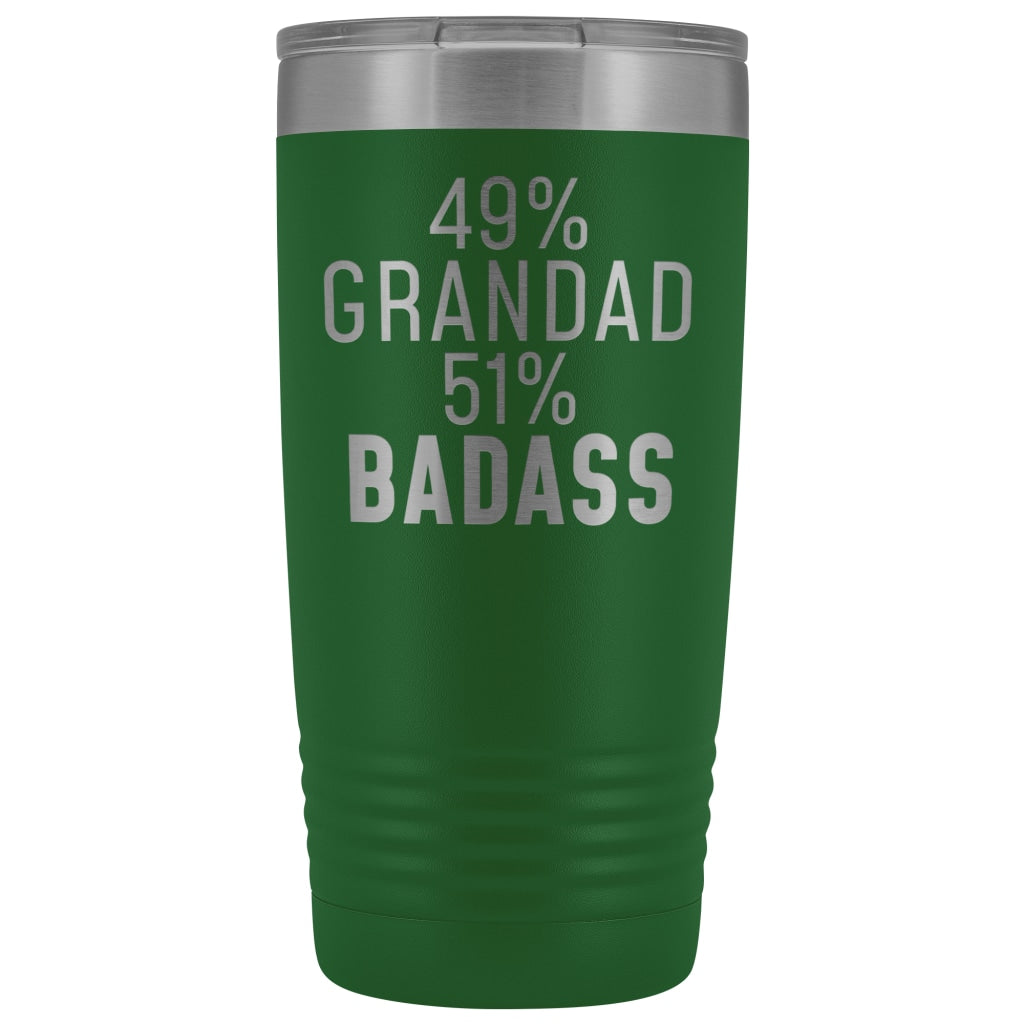 Best Grandad Gift: 49% Grandad 51% Badass Insulated Tumbler 20oz $29.99 | Green Tumblers