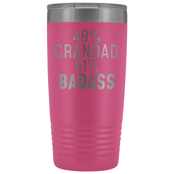 Best Grandad Gift: 49% Grandad 51% Badass Insulated Tumbler 20oz $29.99 | Pink Tumblers