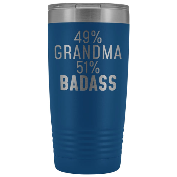 Best Grandma Gift: 49% Grandma 51% Badass Insulated Tumbler 20oz $29.99 | Blue Tumblers