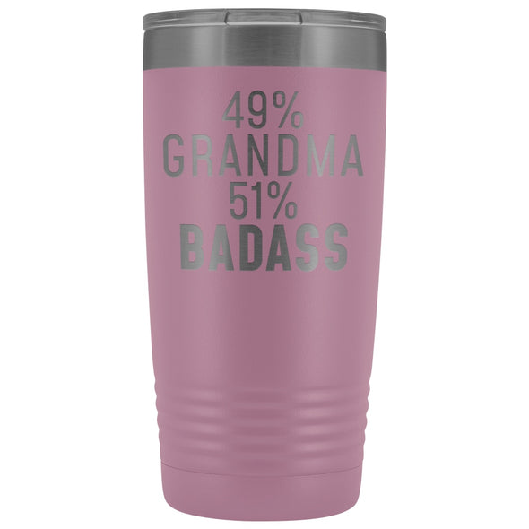 Best Grandma Gift: 49% Grandma 51% Badass Insulated Tumbler 20oz $29.99 | Light Purple Tumblers