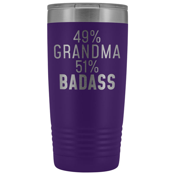 Best Grandma Gift: 49% Grandma 51% Badass Insulated Tumbler 20oz $29.99 | Purple Tumblers