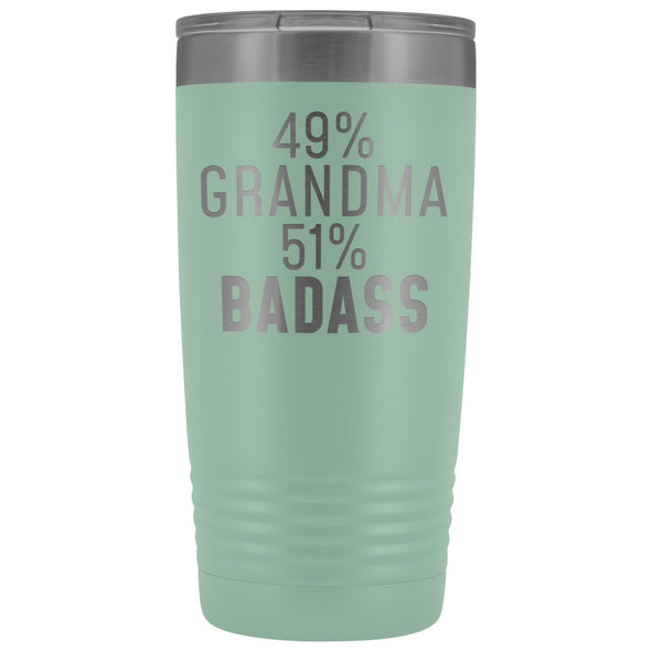 Best Grandma Gift: 49% Grandma 51% Badass Insulated Tumbler 20oz $29.99 | Teal Tumblers