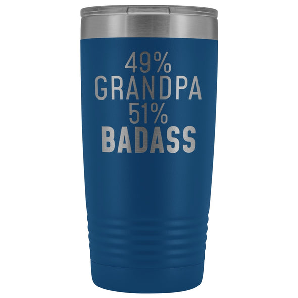 Best Grandpa Gift: 49% Grandpa 51% Badass Insulated Tumbler 20oz $29.99 | Blue Tumblers