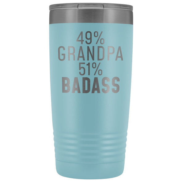 Best Grandpa Gift: 49% Grandpa 51% Badass Insulated Tumbler 20oz $29.99 | Light Blue Tumblers