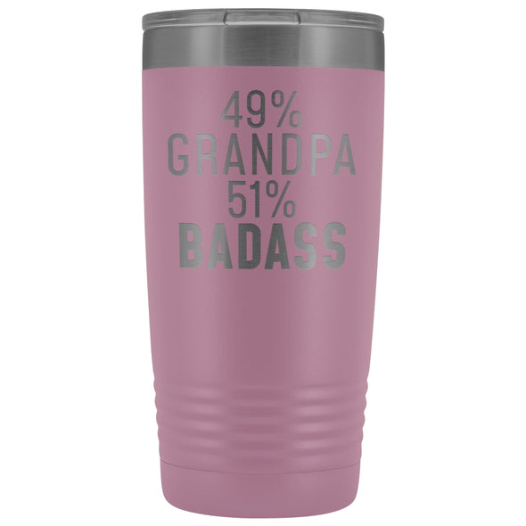 Best Grandpa Gift: 49% Grandpa 51% Badass Insulated Tumbler 20oz $29.99 | Light Purple Tumblers